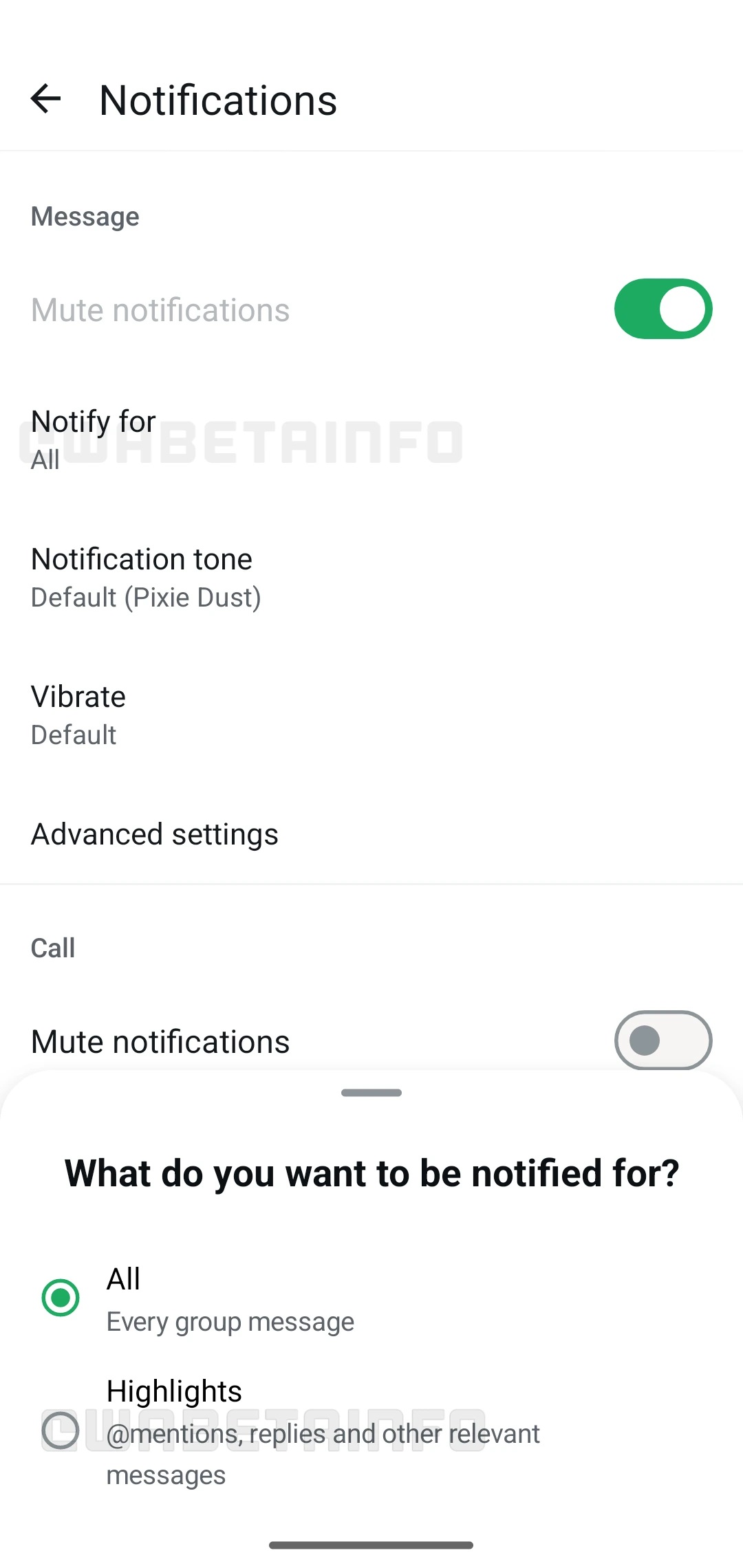 WhatsApp beta test notifiche audio gruppi