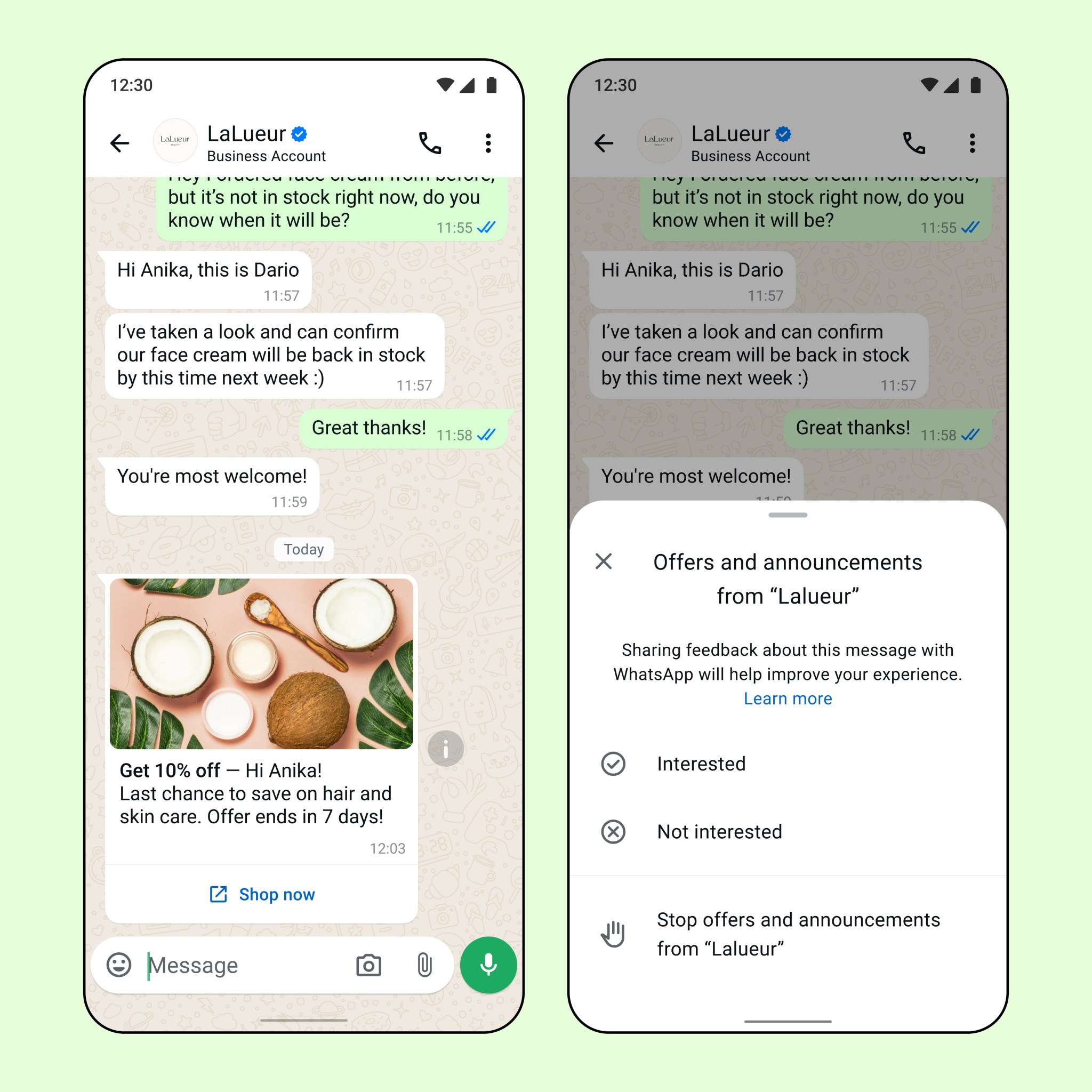 WhatsApp opzioni gestione comunicazioni da aziende