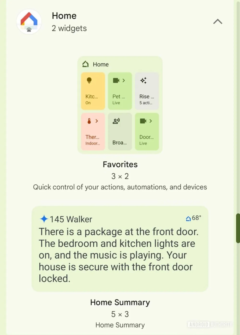 app Google Home test nuovo widget sommario