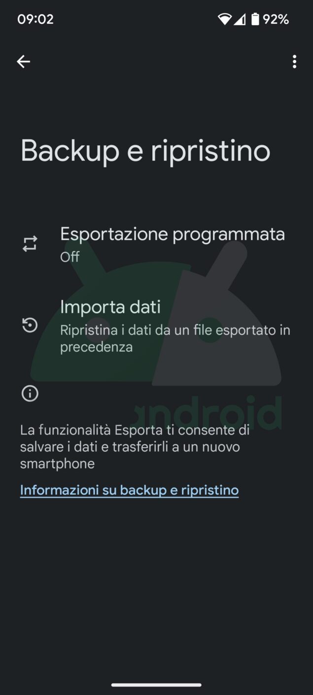 Health Connect Backup e ripristino