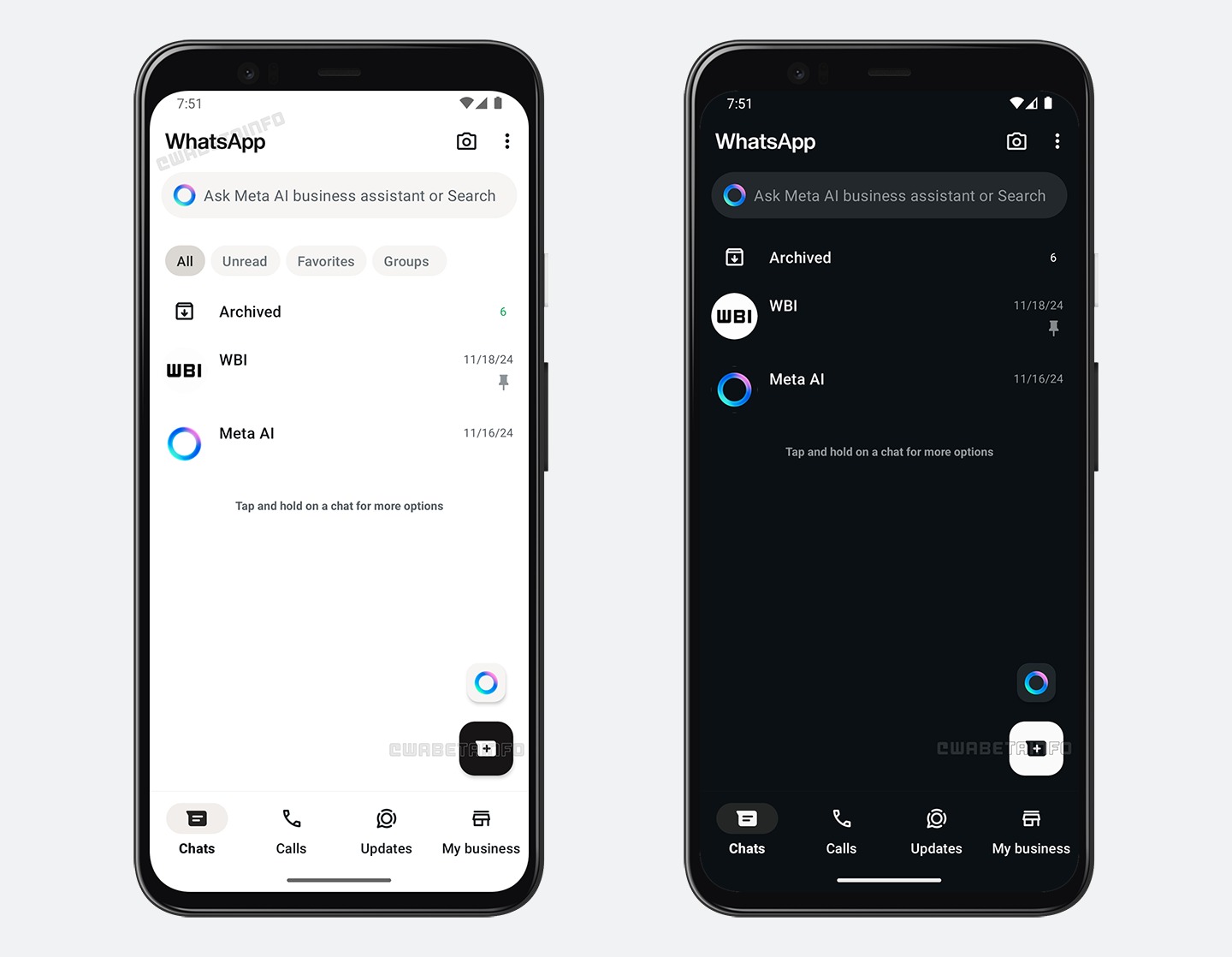 WhatsApp Business beta colori principali