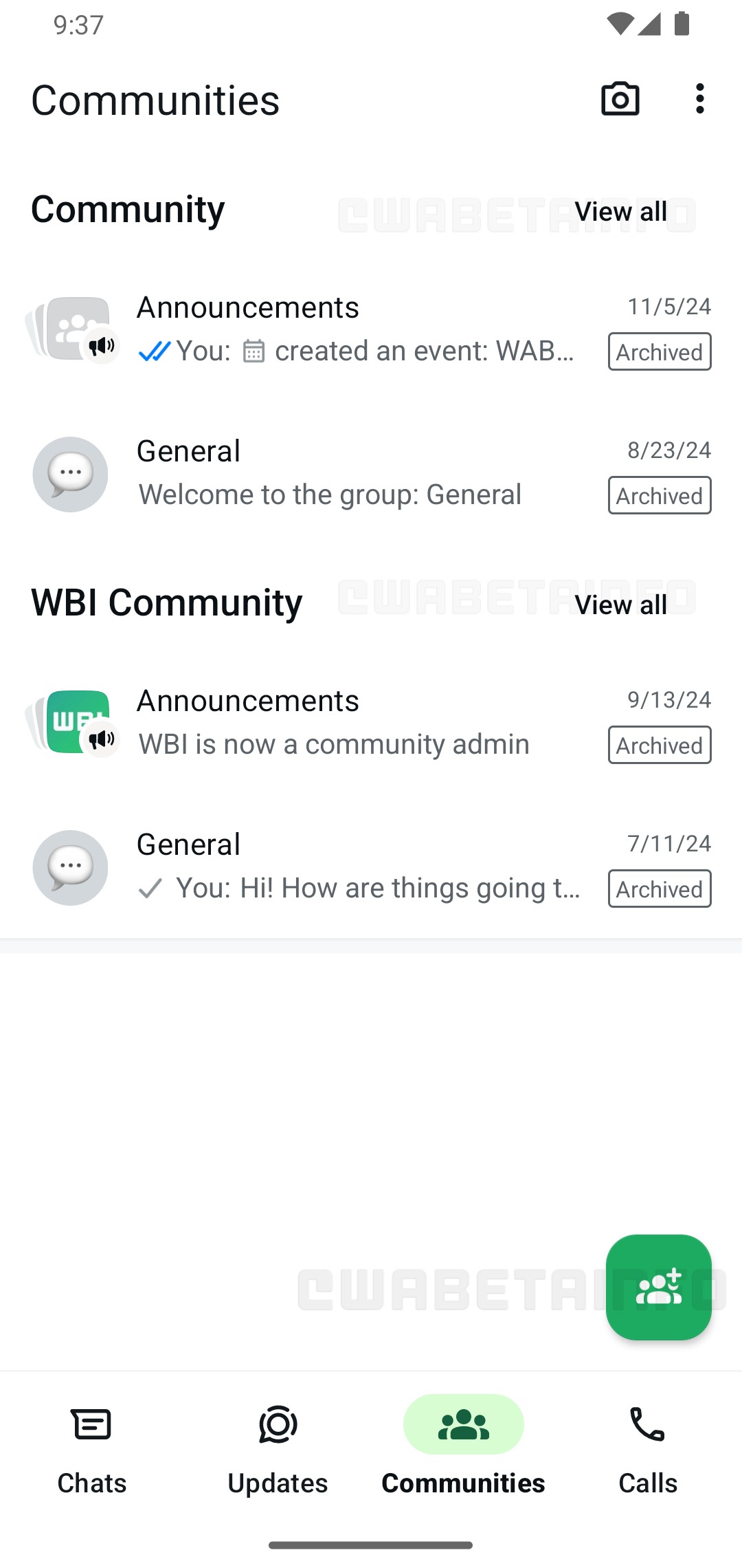 WhatsApp nuova interfaccia scheda community