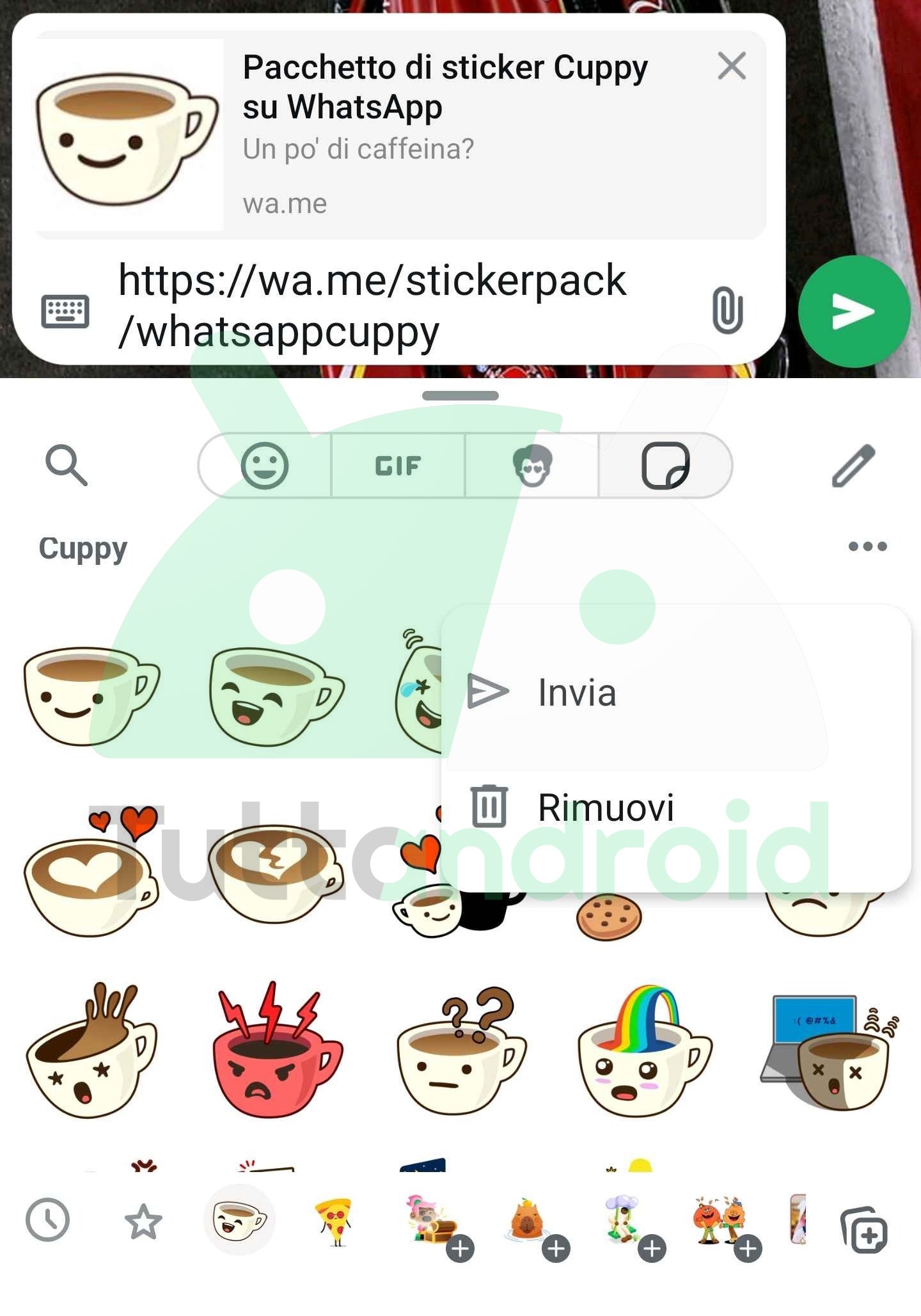 WhatsApp condivisione pacchetti adesivi