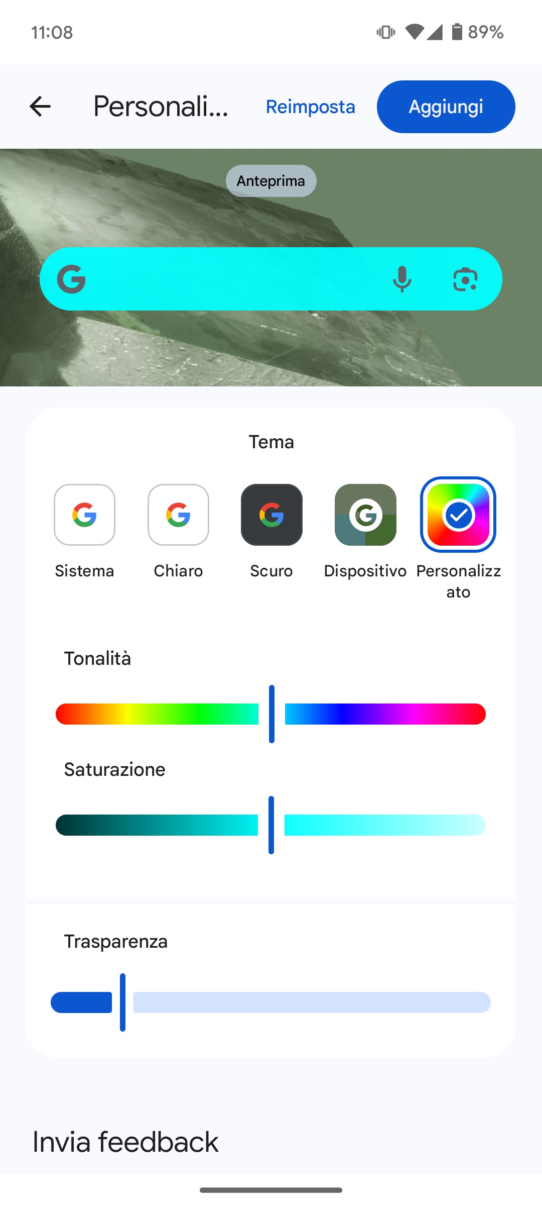 widget ricerca google test tema personalizzato