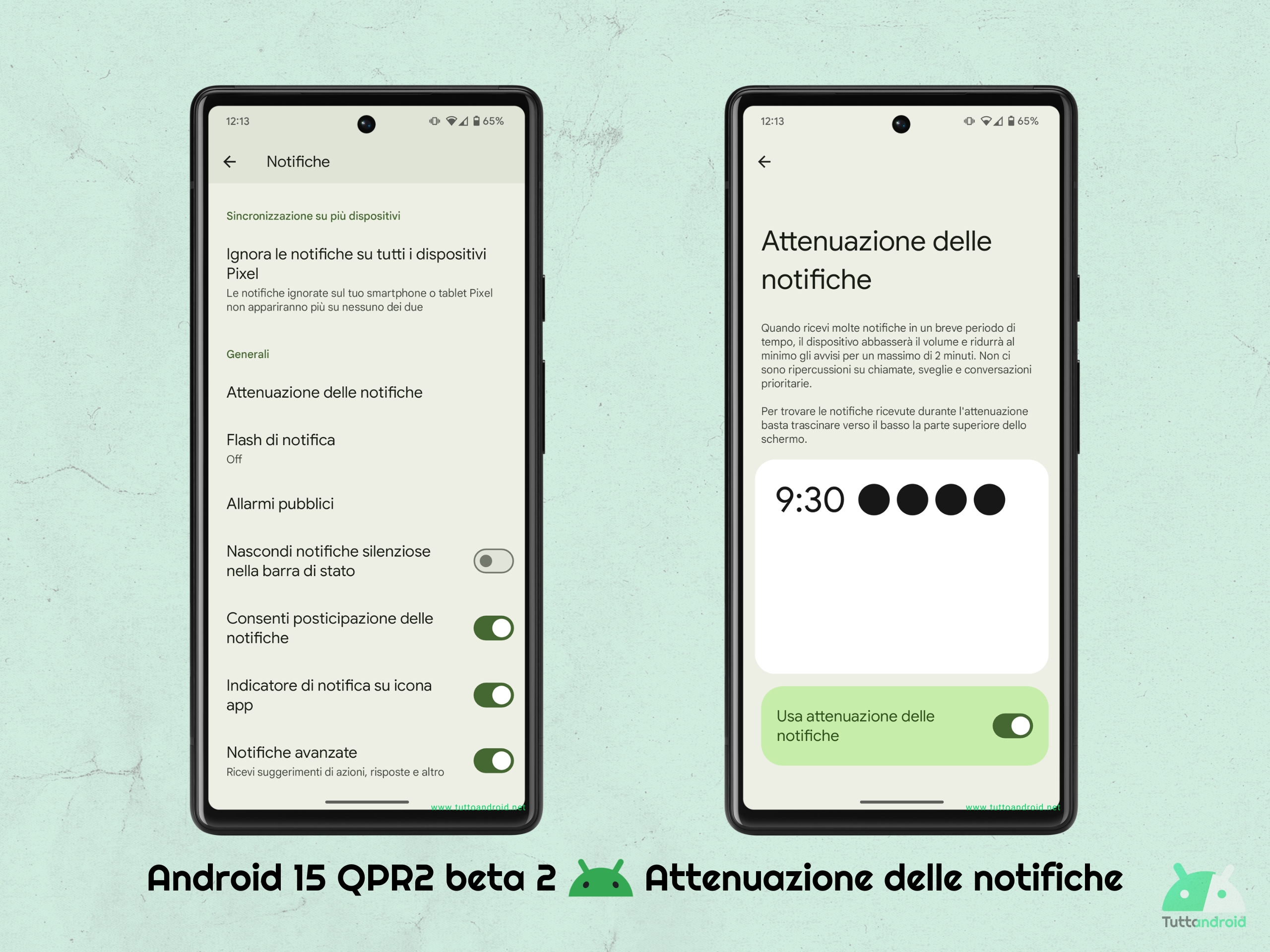Android 15 QPR2 beta 2 - Attenuazione delle notifiche