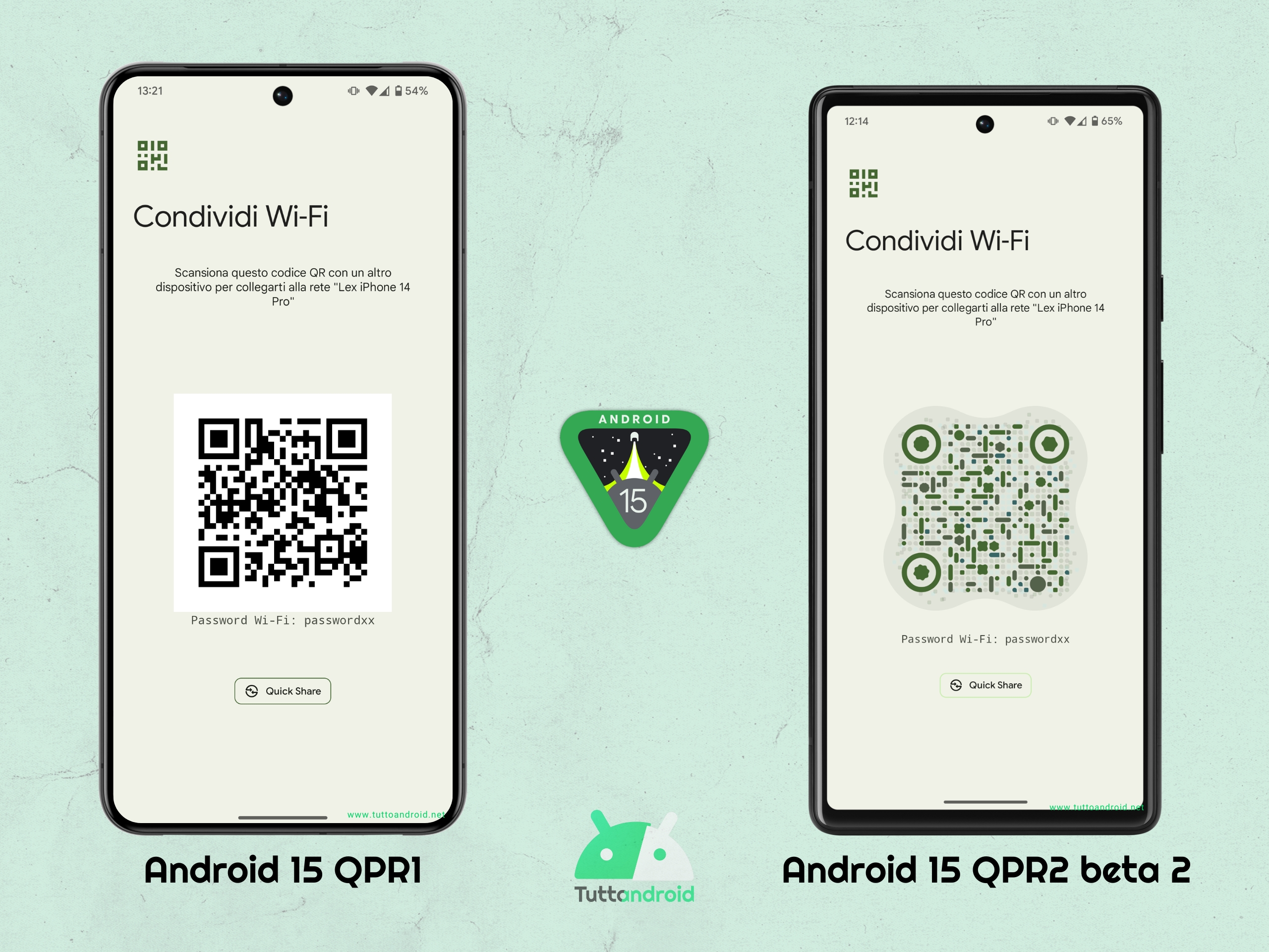 Android 15 QPR2 beta 2 - Condivisione Wi-Fi