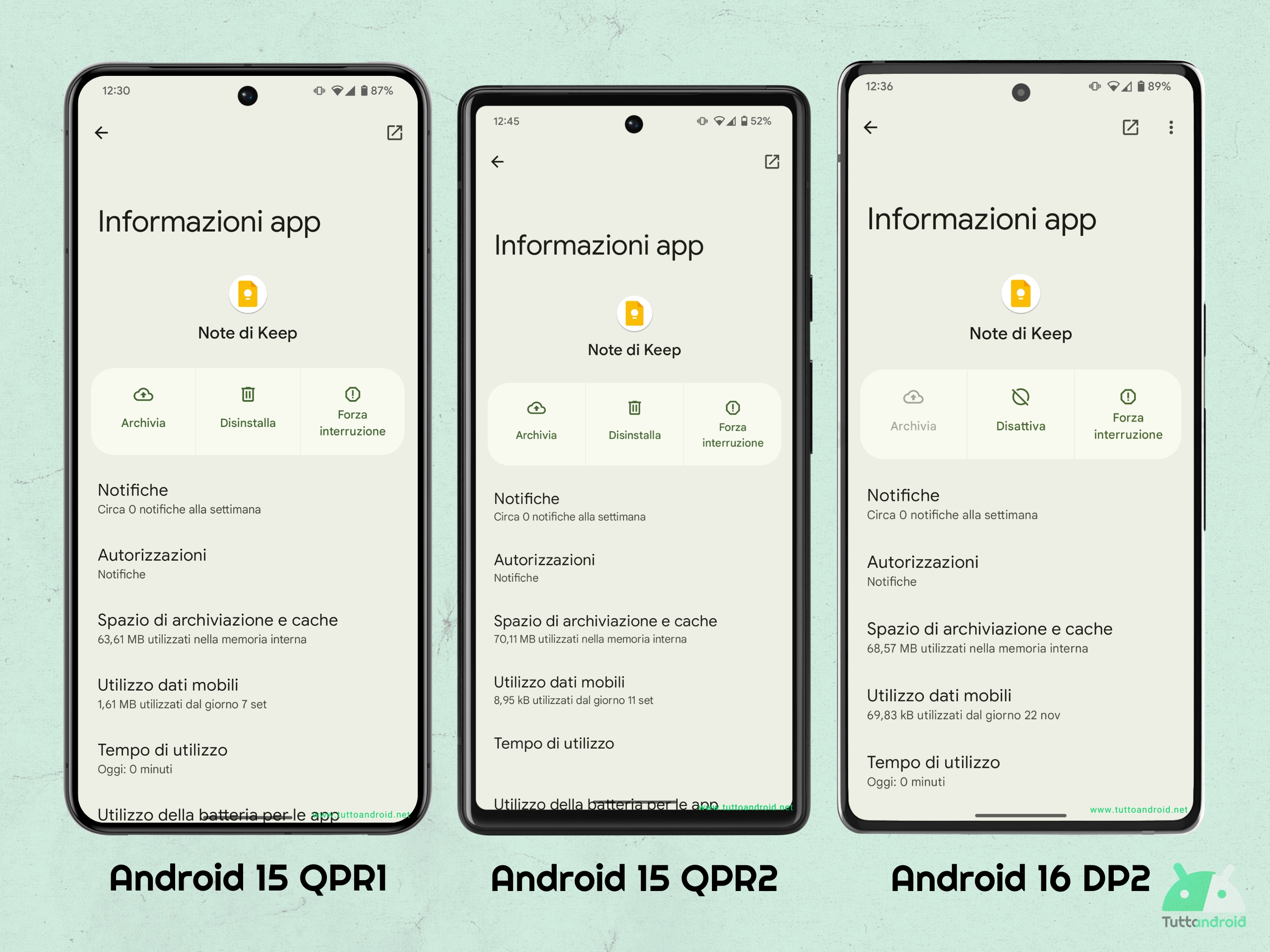 Android 16 DP2 - Google Keep app di sistema