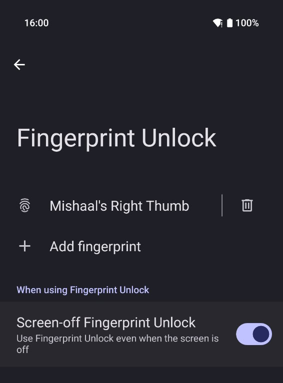 Android 16 DP2 - Google Pixel 9 - Sblocco impronta schermo spento