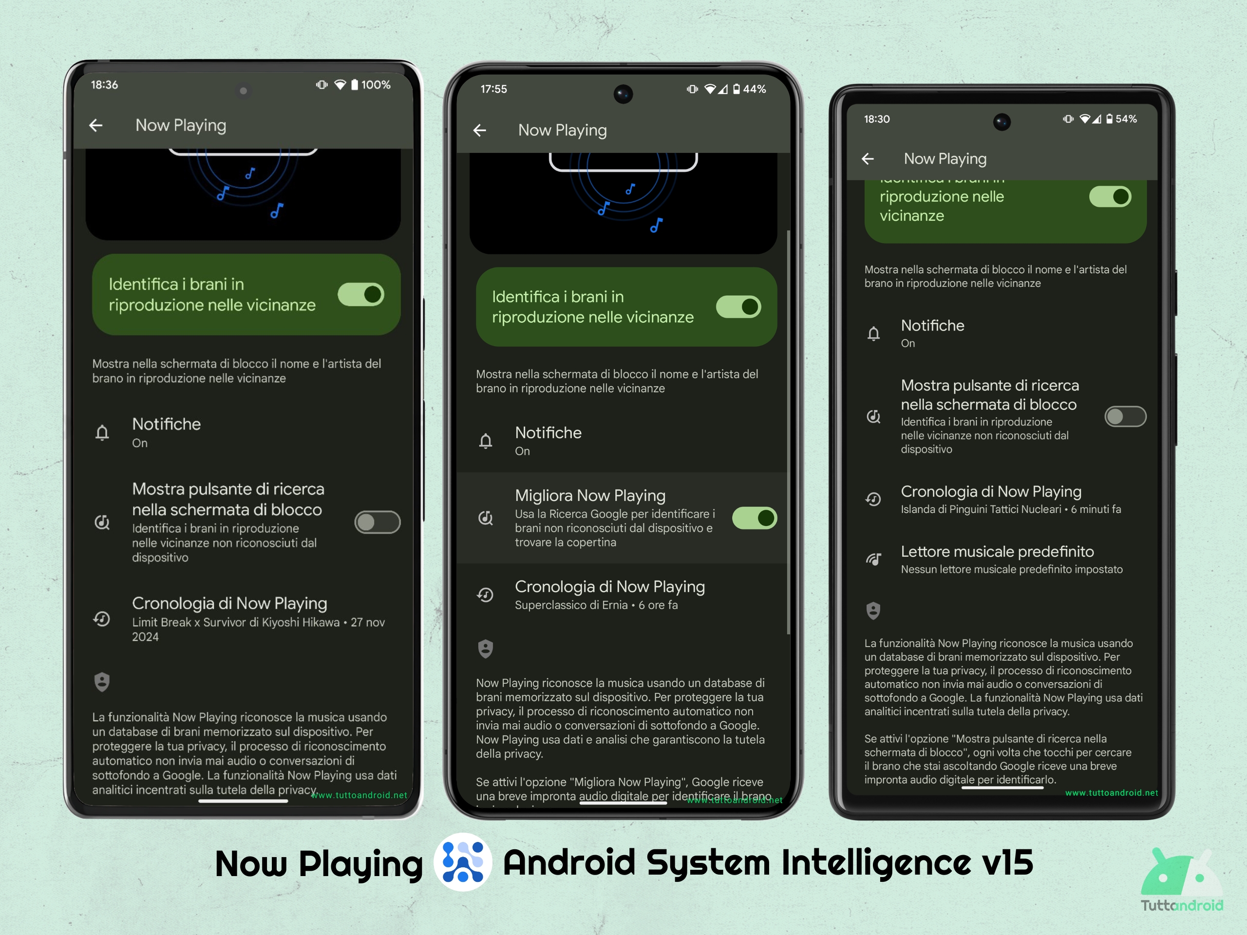 Android System Intelligence V15 - Funzionalità Now Playing