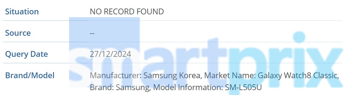 Samsung Galaxy Watch8 Classic nel database GSMA