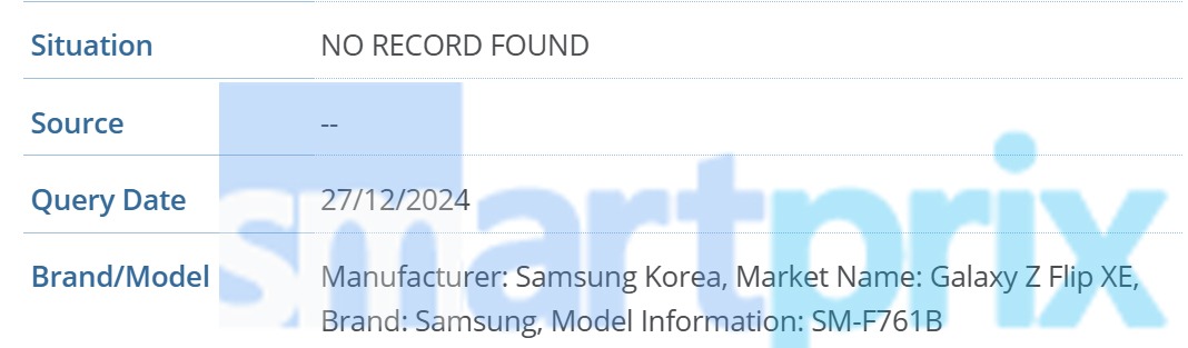 Samsung Galaxy Z Flip FE nel database GSMA