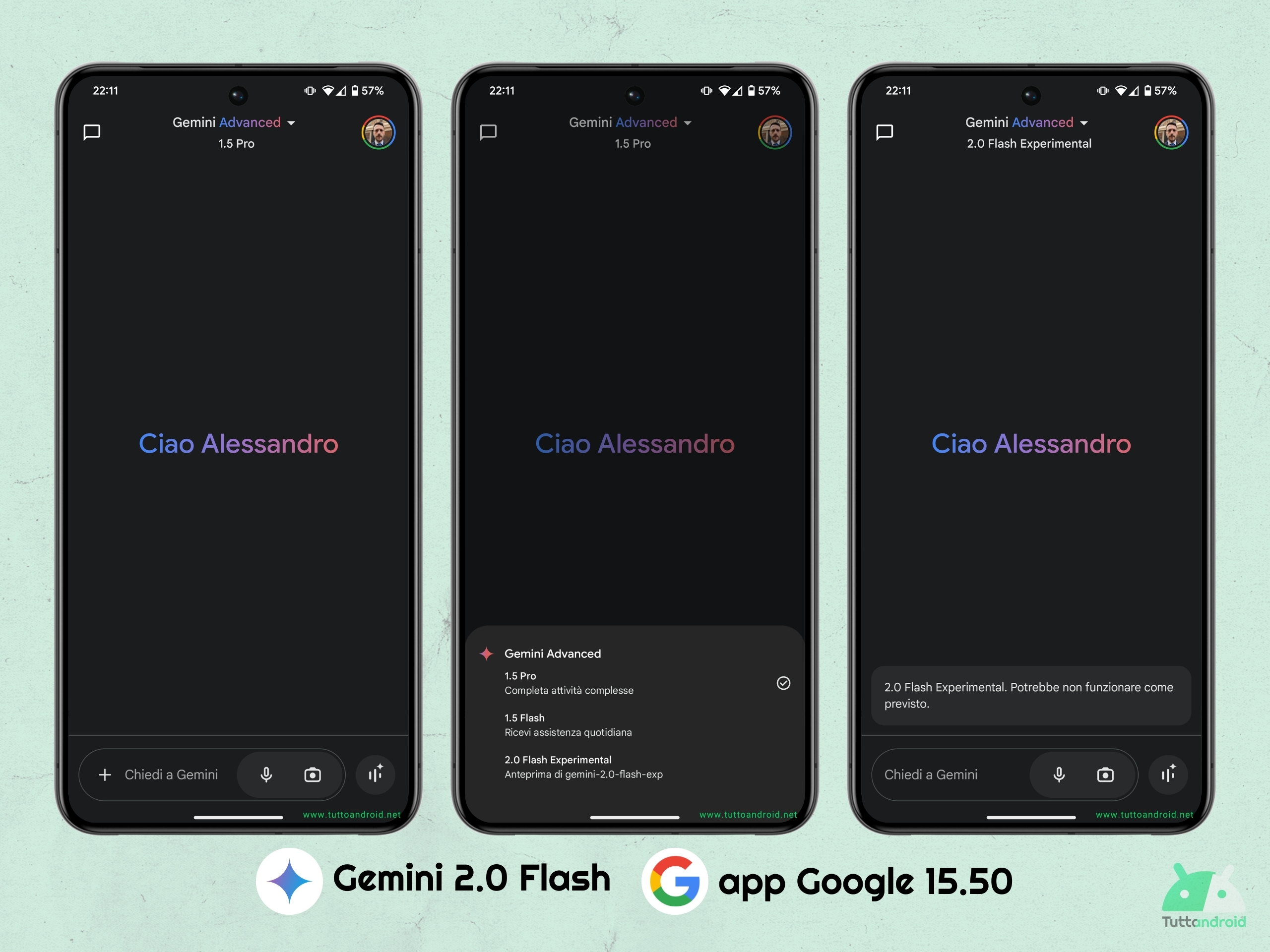 Gemini 2.0 Flash - app Google stabile v15.50