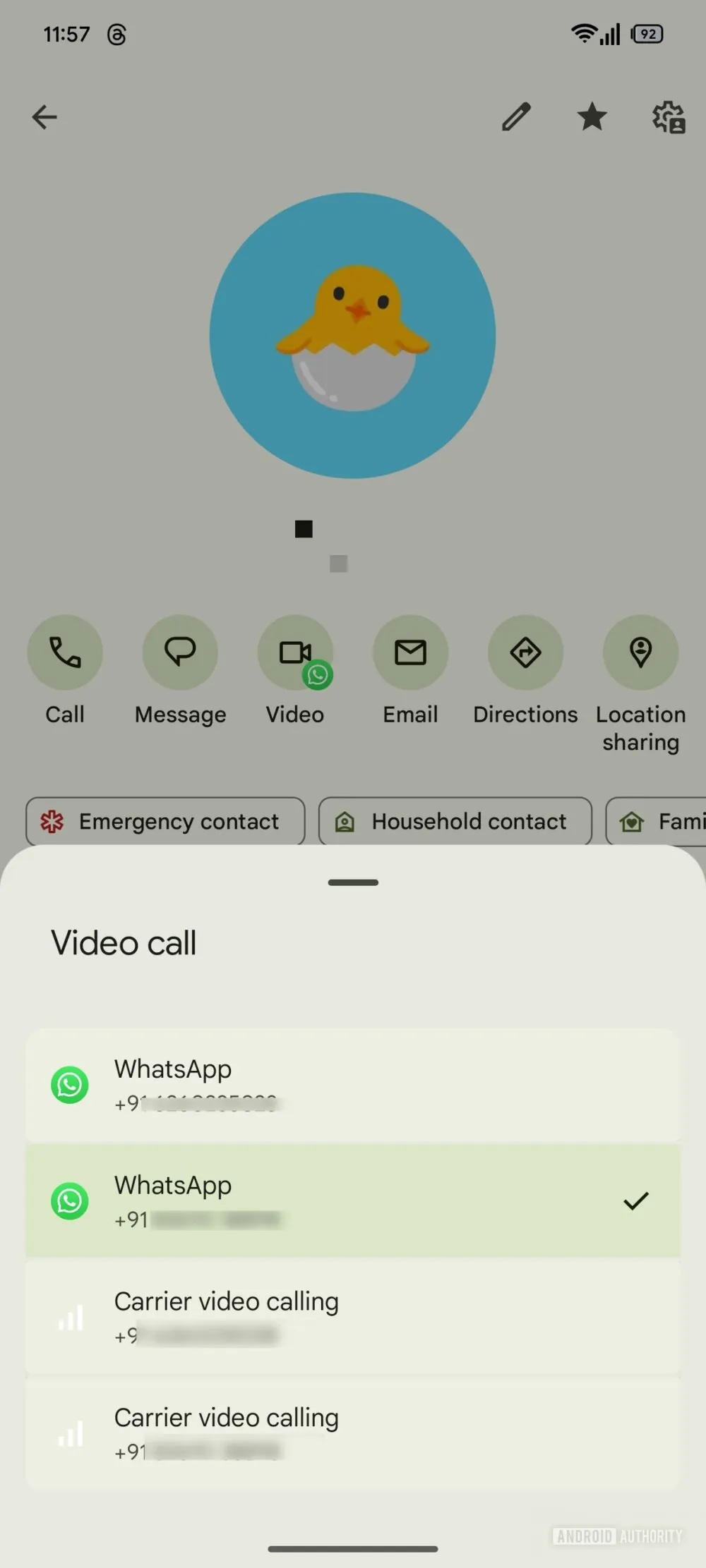 Google Contatti impostazione app videochiamata