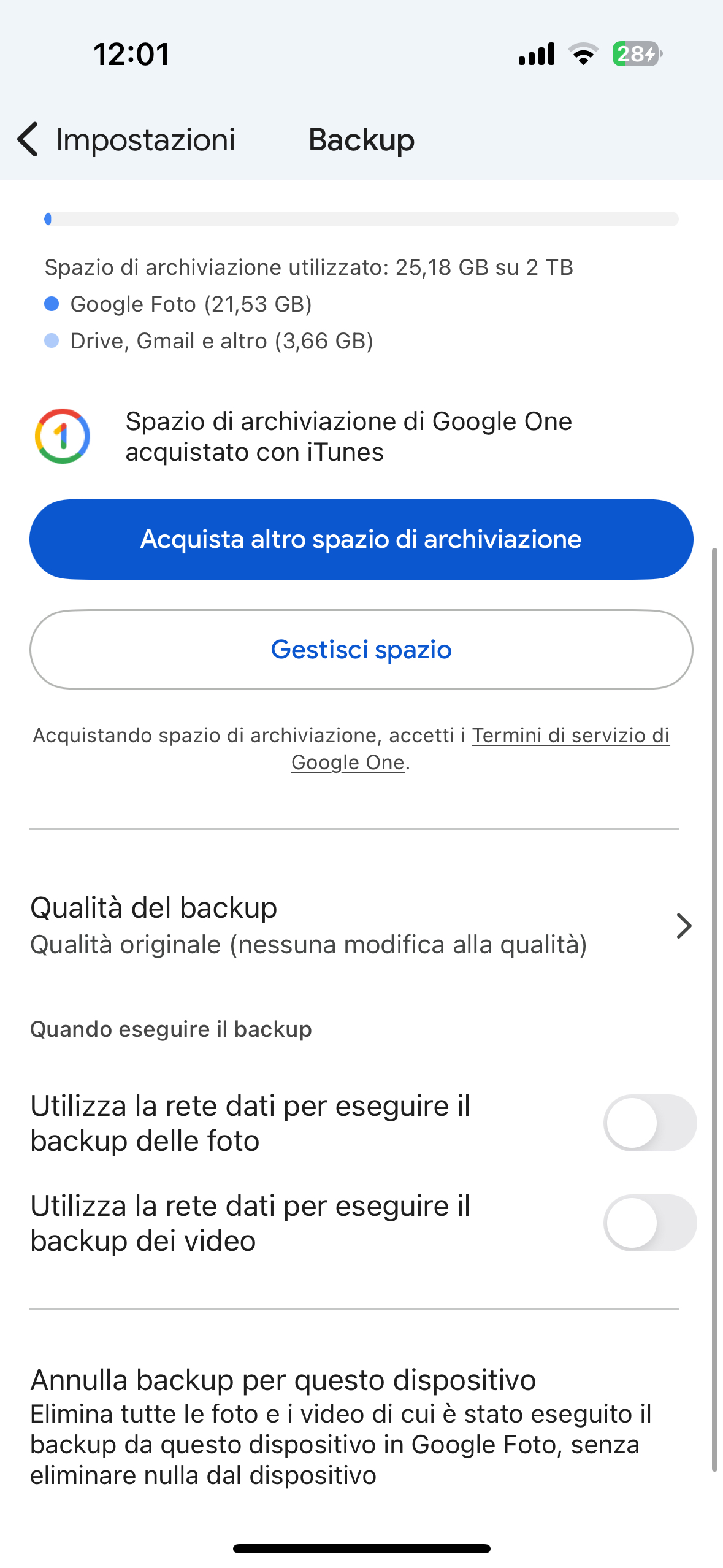 Google Foto nuova opzione backup iOS
