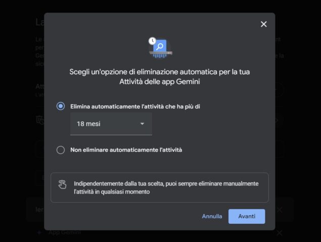 Google Gemini impostazioni eliminazione-2