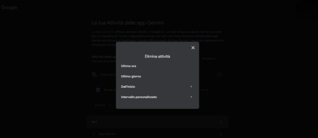 Google Gemini rimozione dati attività-3