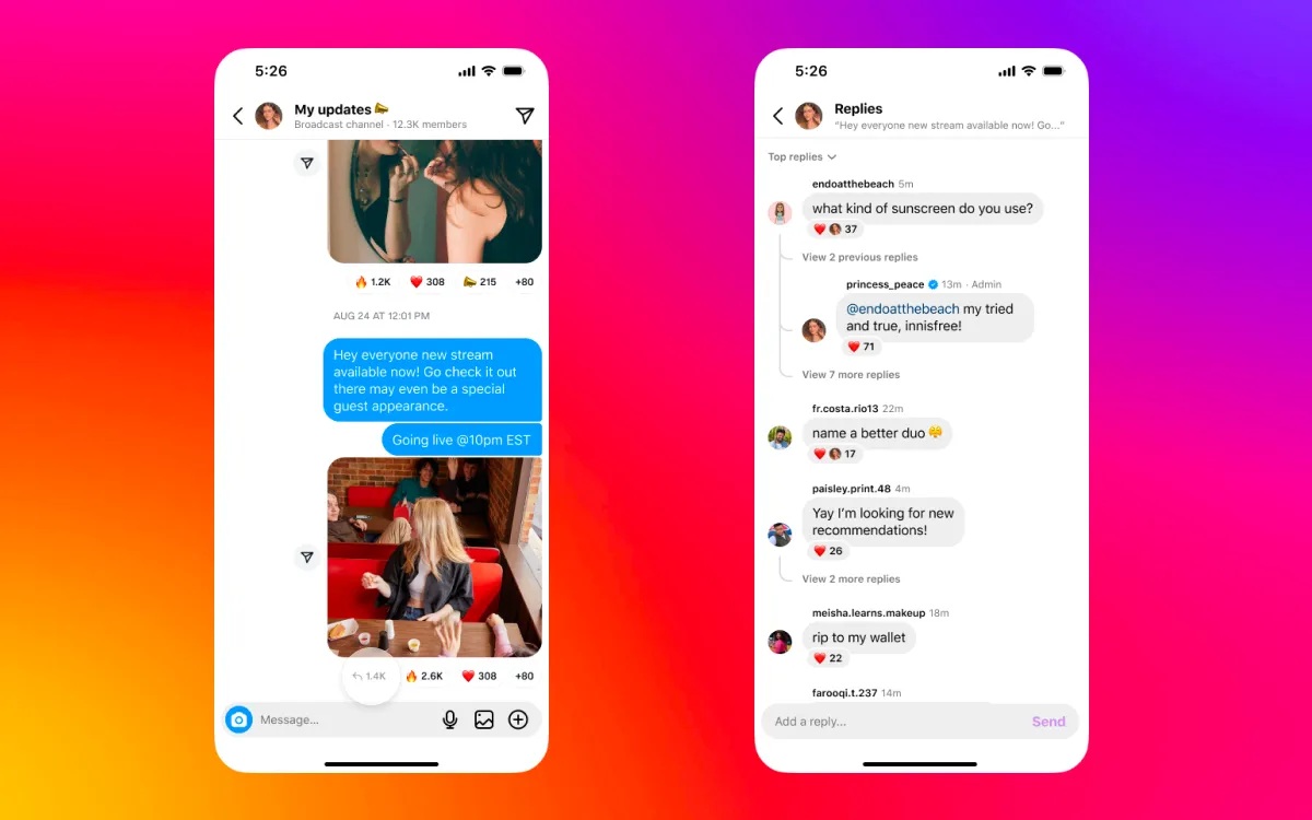 Instagram - dicembre 2024 - risposte canali broadcast