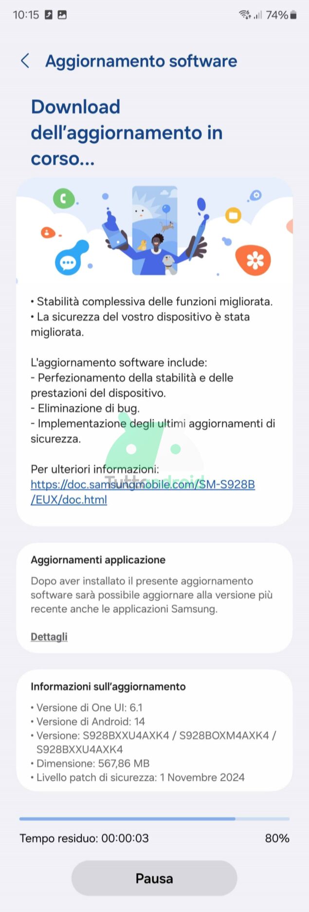 aggiornamento Samsung Galaxy S24 Ultra