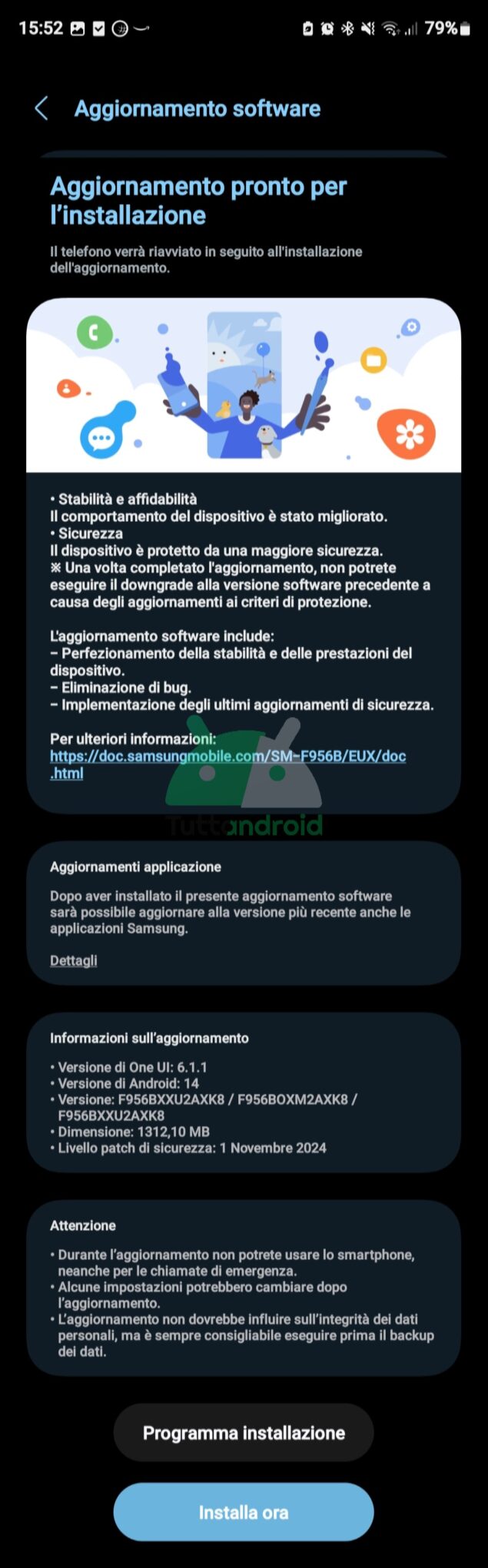 aggiornamento Samsung Galaxy Z Fold6