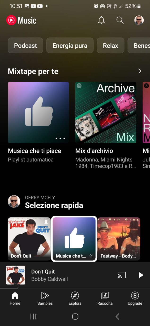 YouTube Music opzione pin b