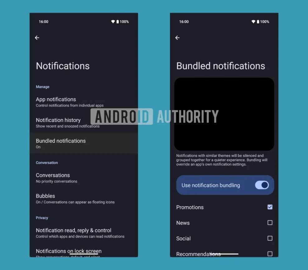 Android 16 notifiche raggruppate