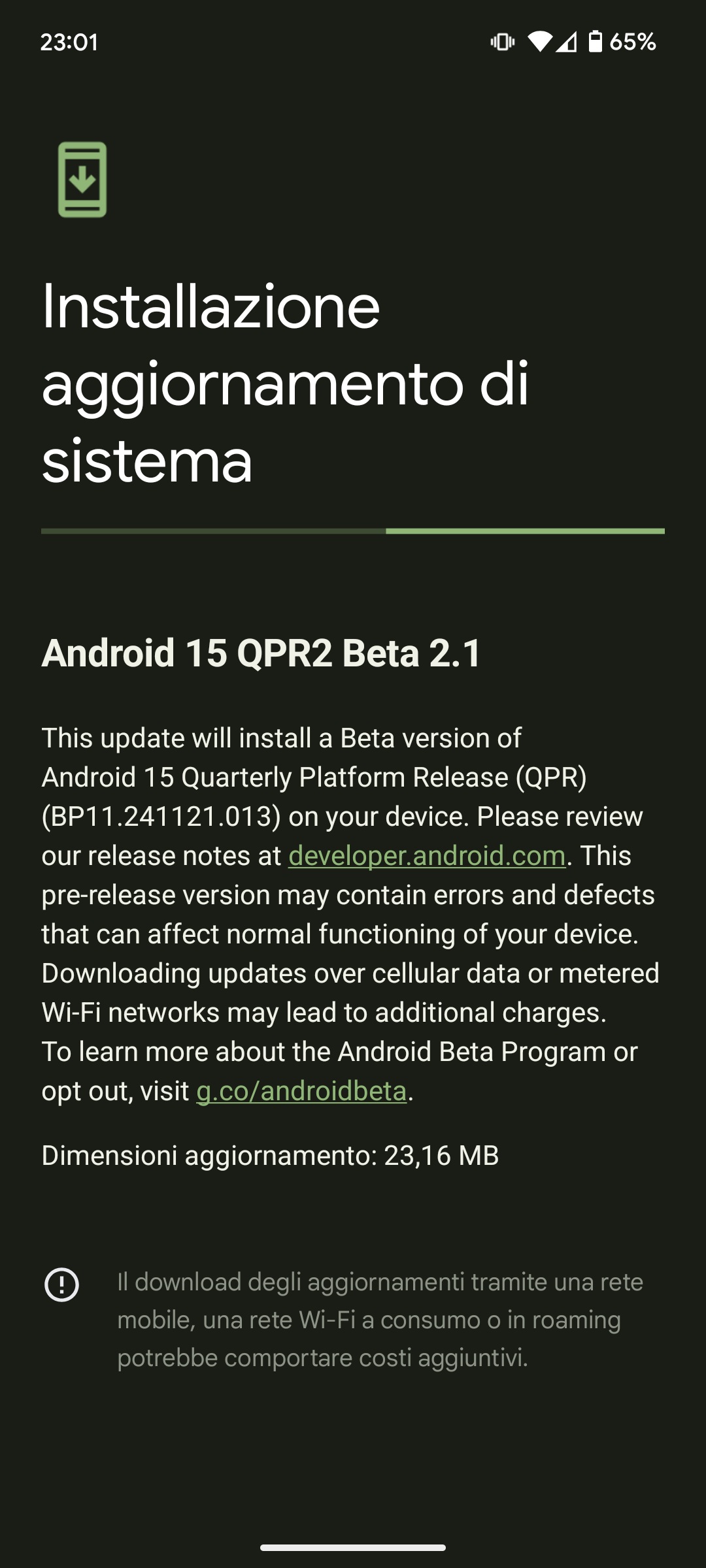 Android 15 QPR2 Beta 2.1 changelog