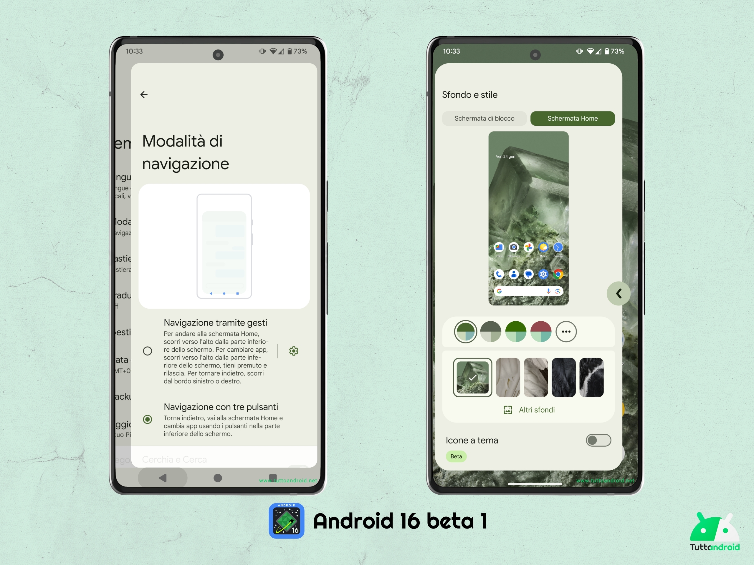Android 16 DB1 - Indietro predittivo - 3 pulsanti e app