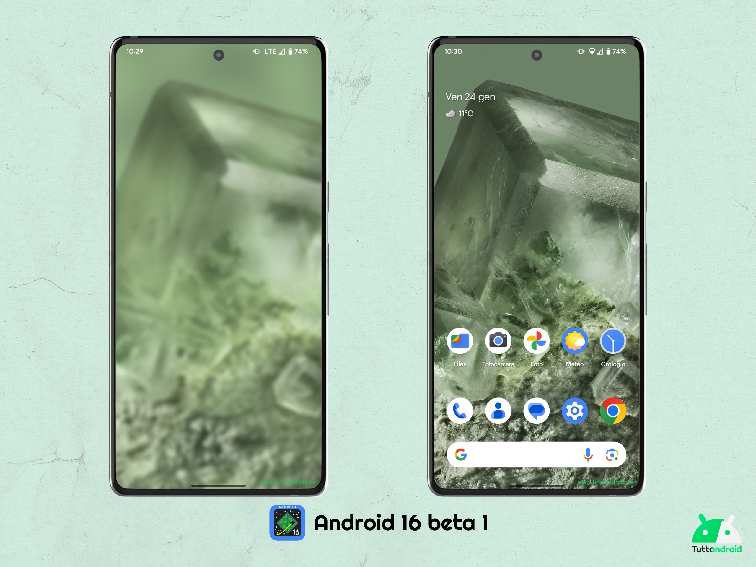 Android 16 DB1 - Pixel Launcher - Caricamento schermata home