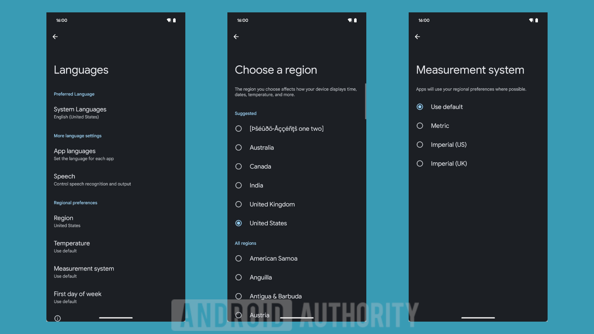 Android 16 - Nuove opzioni preferenze locali
