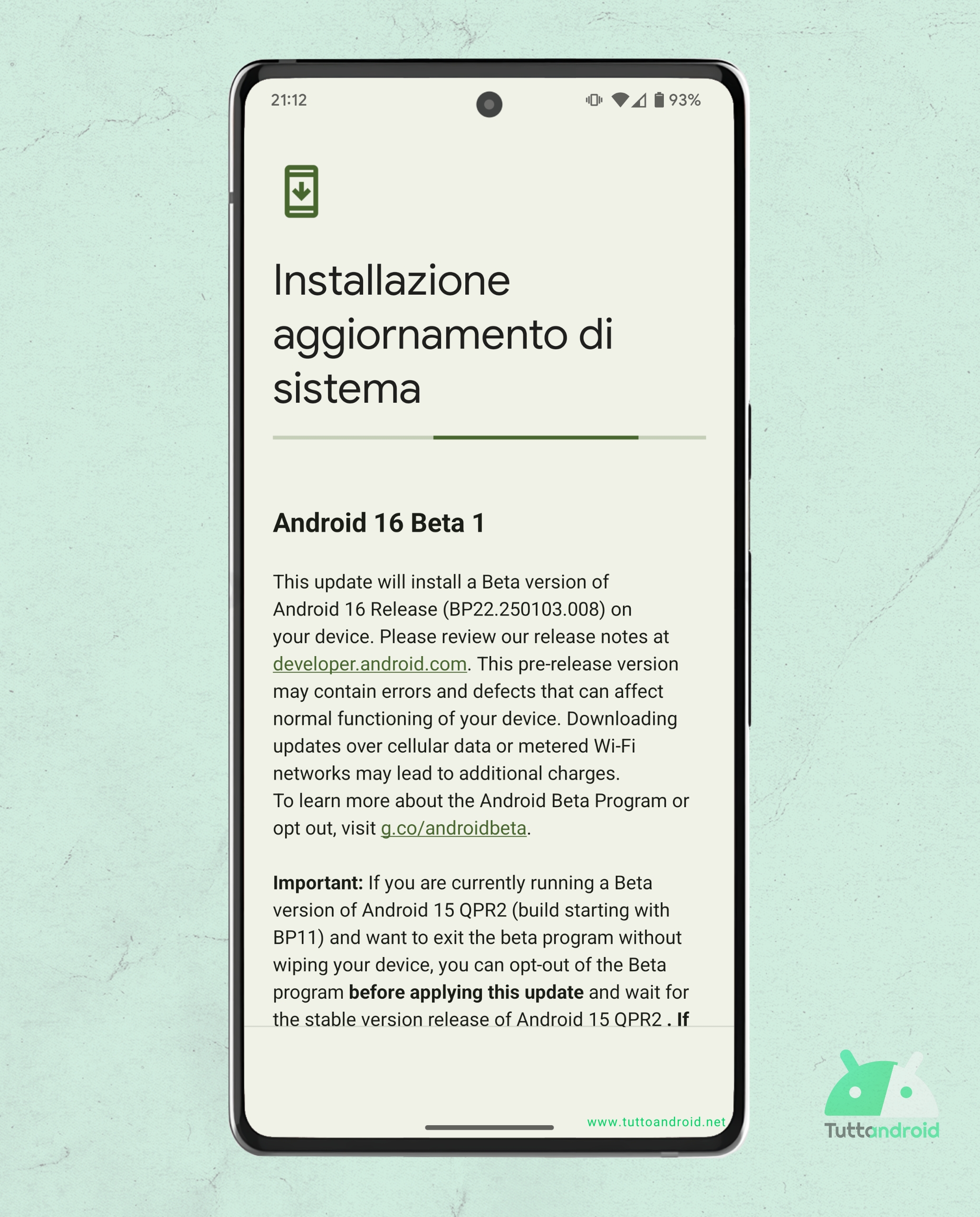 Android 16 beta 1 on Google Pixel 7 Pro