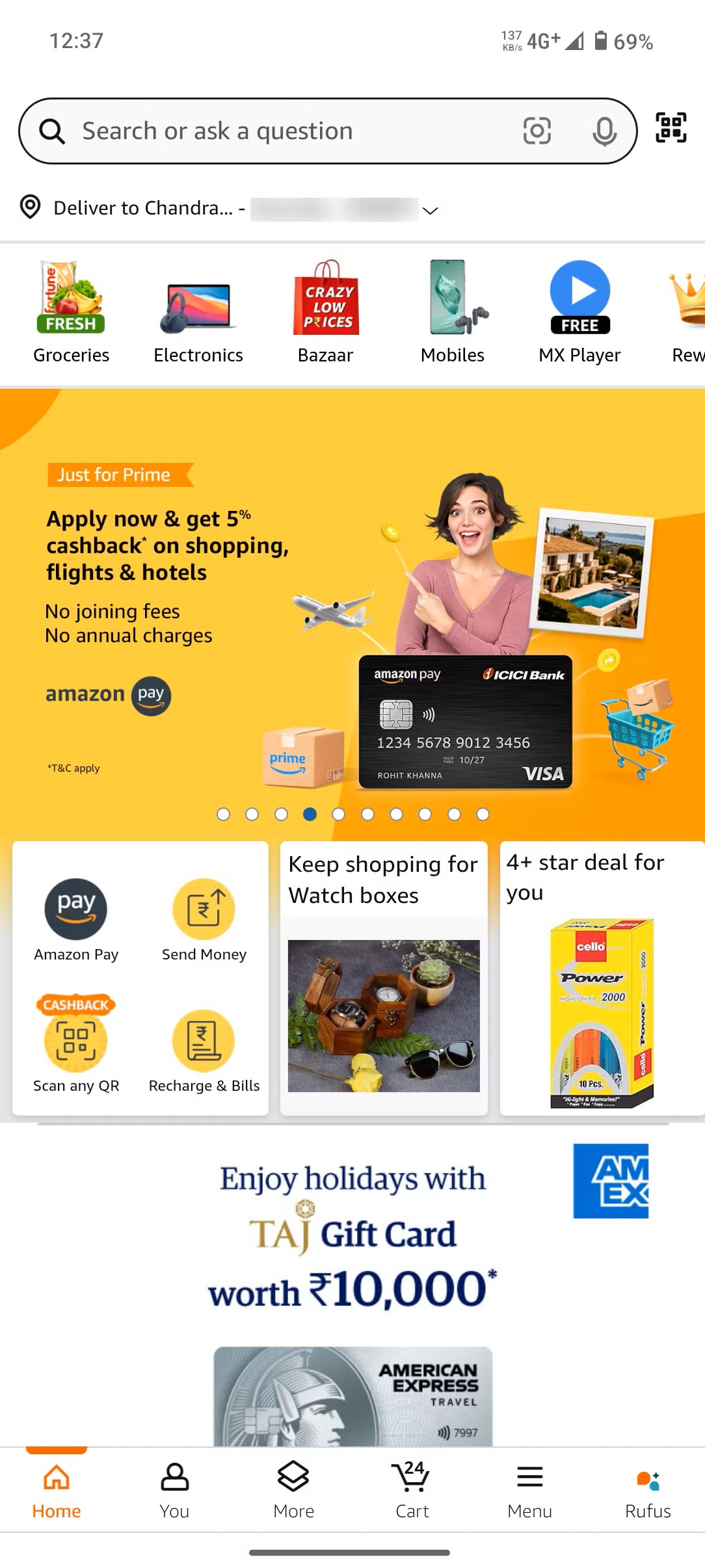 App Amazon India nuova interfaccia