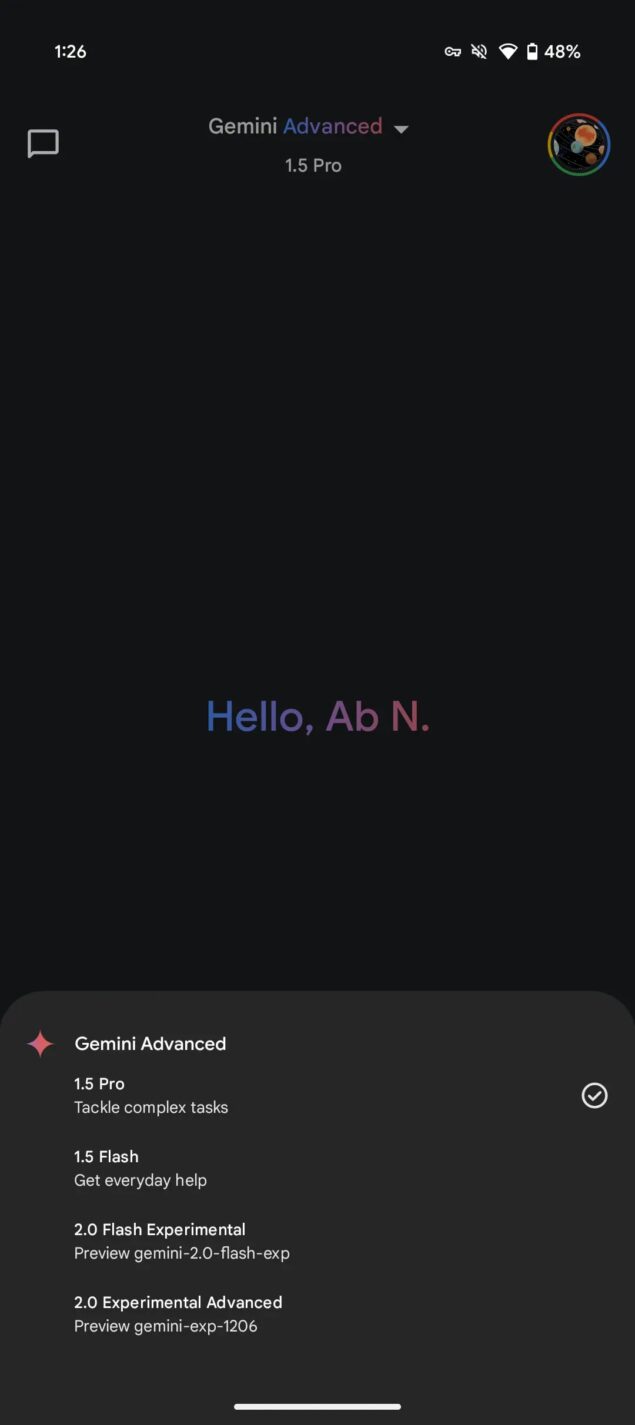 Gemini 2.0 Experimental Advanced app mobile-1