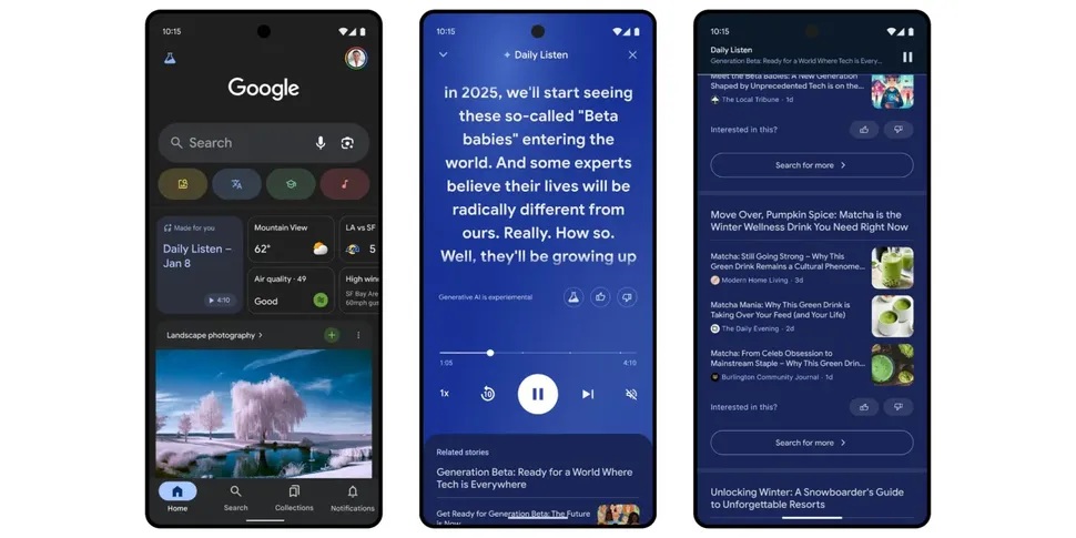 Google Discover Daily Listen test