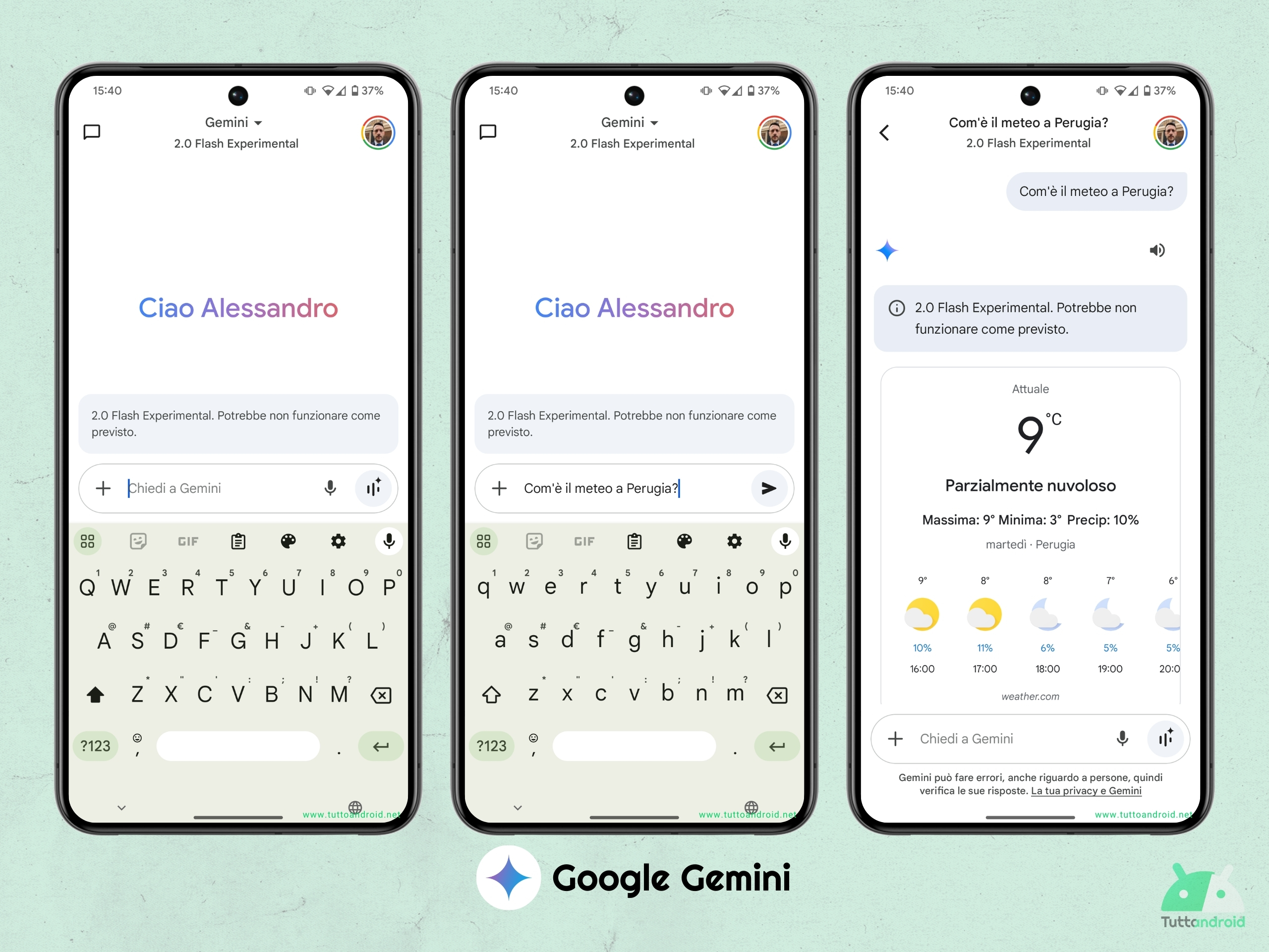 Google Gemini - nuovo design - prompt - tema chiaro