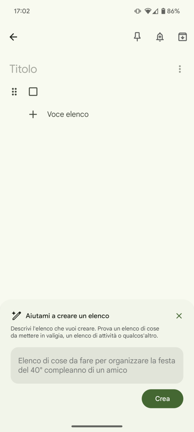 Google Keep elenchi AI 1