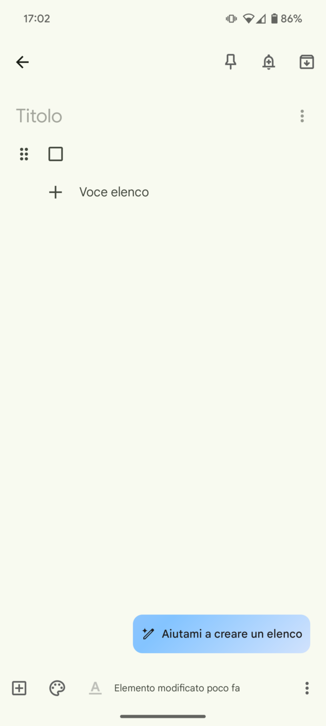 Google Keep elenchi AI 2