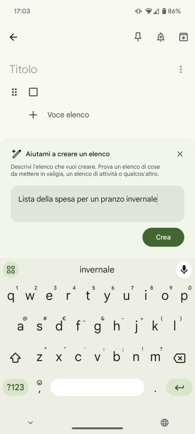 Google Keep elenchi AI 3