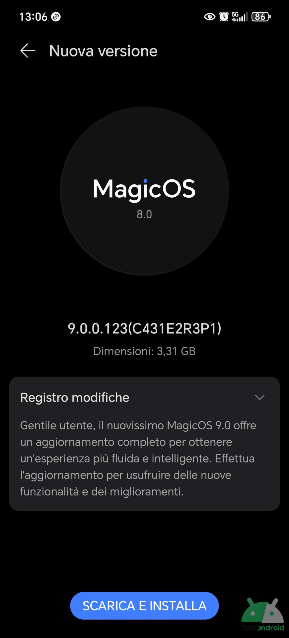 HONOR 200 - changelog dell'aggiornamento a MagicOS 9.0.0.123