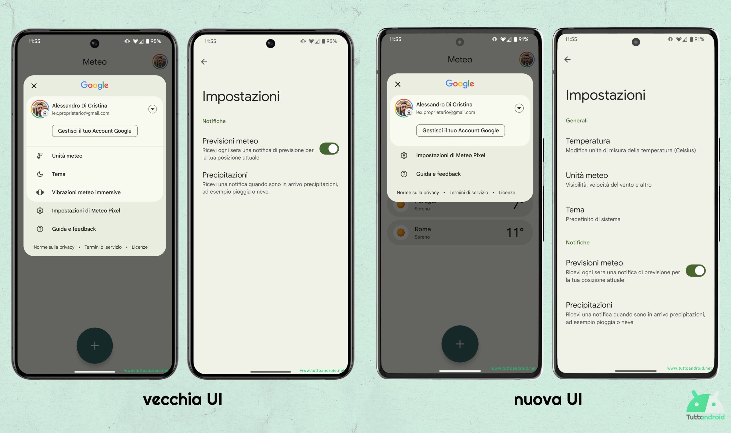 Meteo Pixel 1.0.20250106 - confronto UI impostazioni