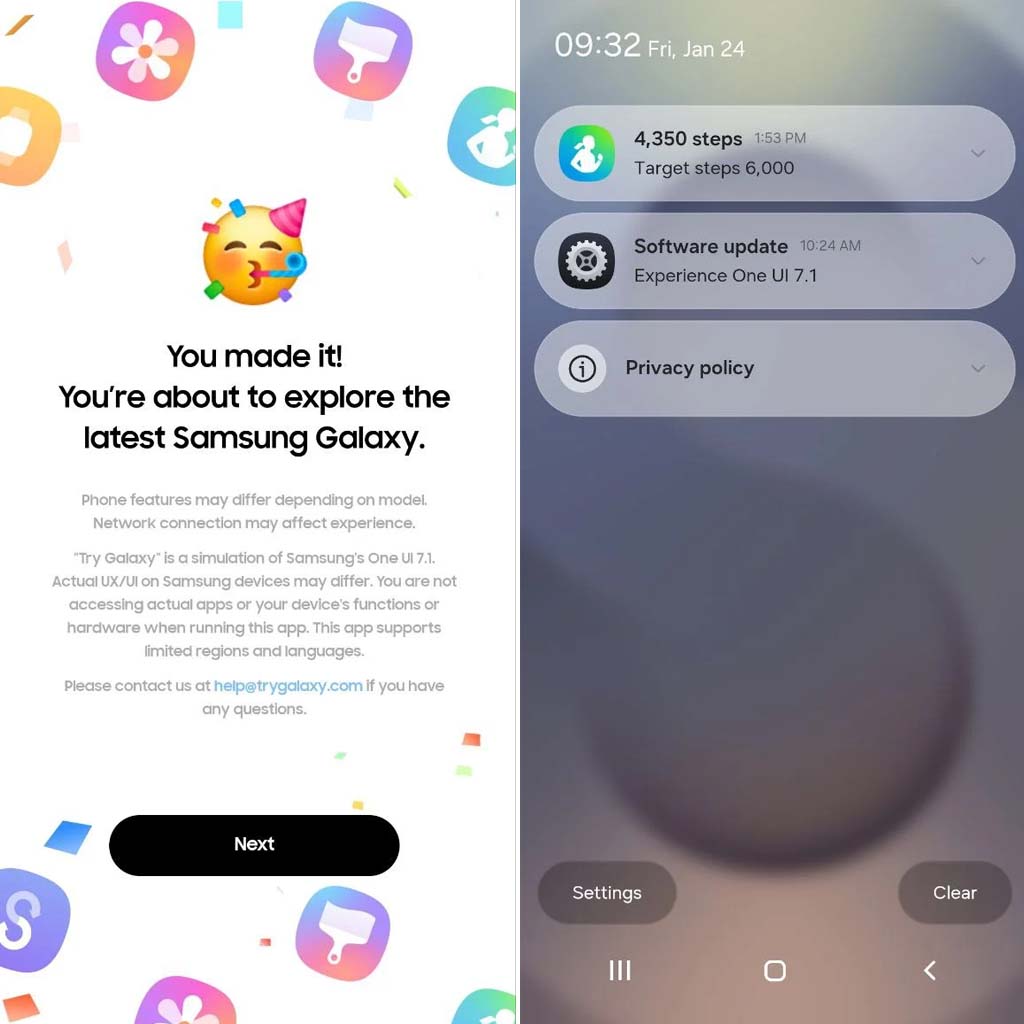 Samsung Prova Galaxy errato con One UI 7.1