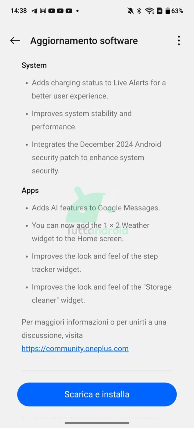 aggiornamento OxygenOS 15.0.0.402 per OnePlus 13