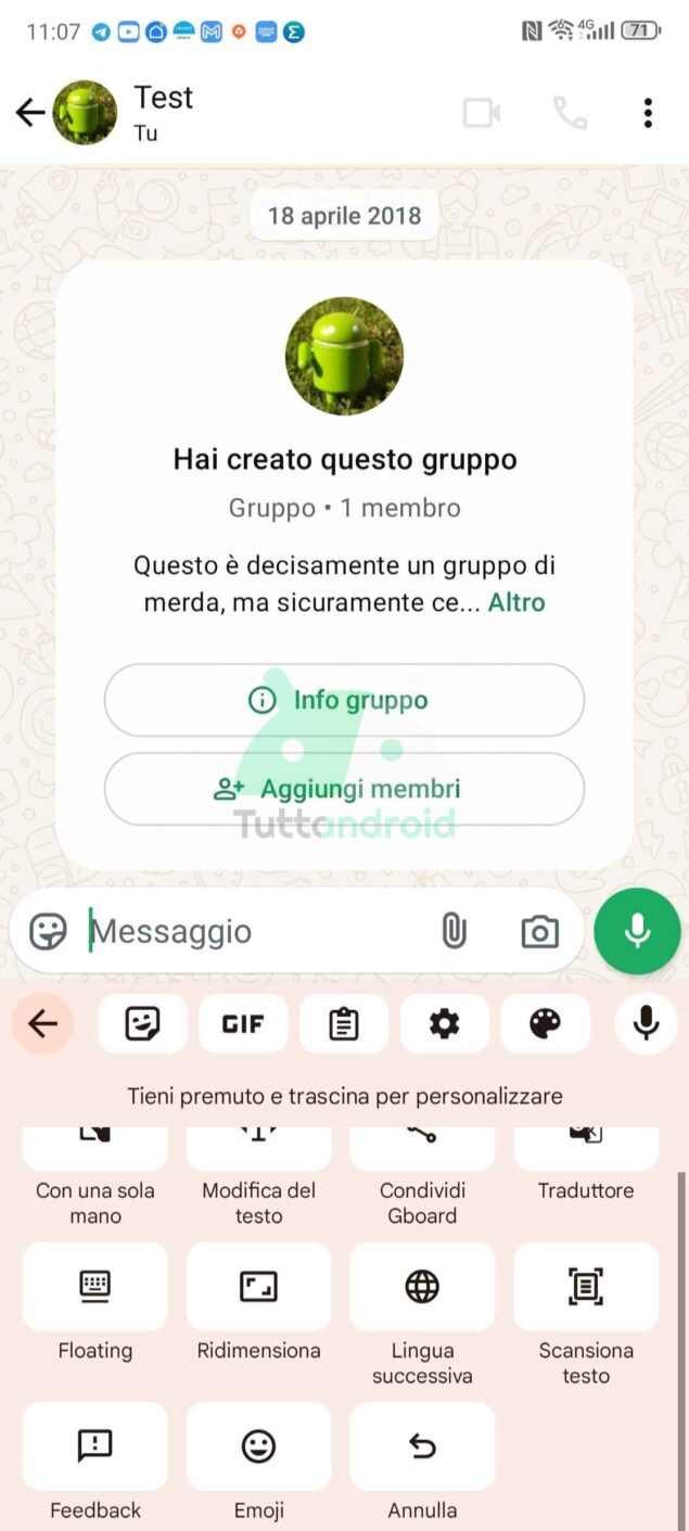 Annulla e Ripristina su Gboard per Android
