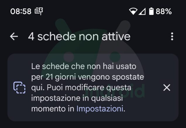 Google Chrome schede inattive