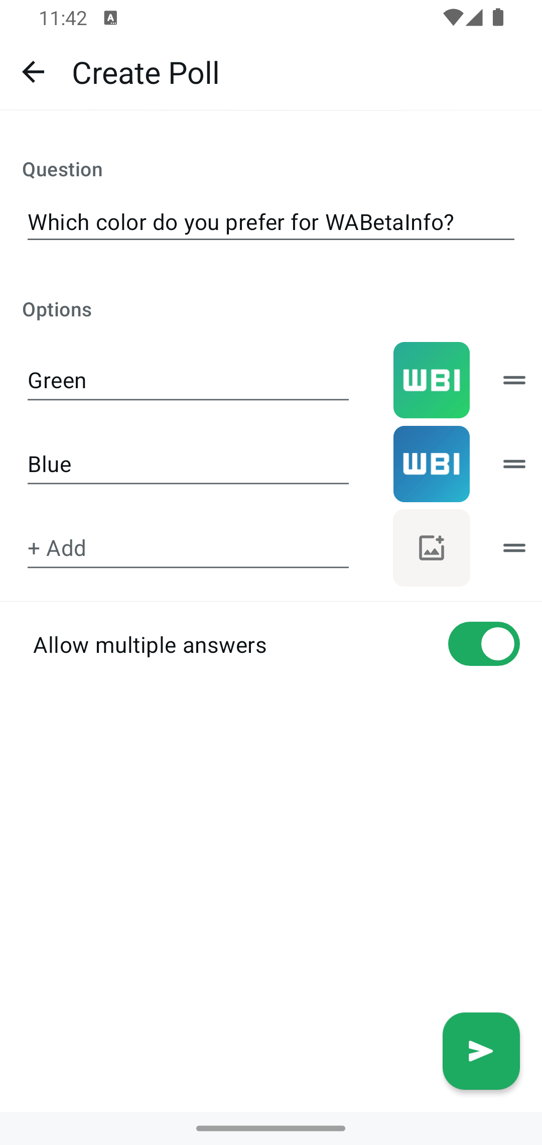 Possibilità di aggiungere immagini nei sondaggi di WhatsApp