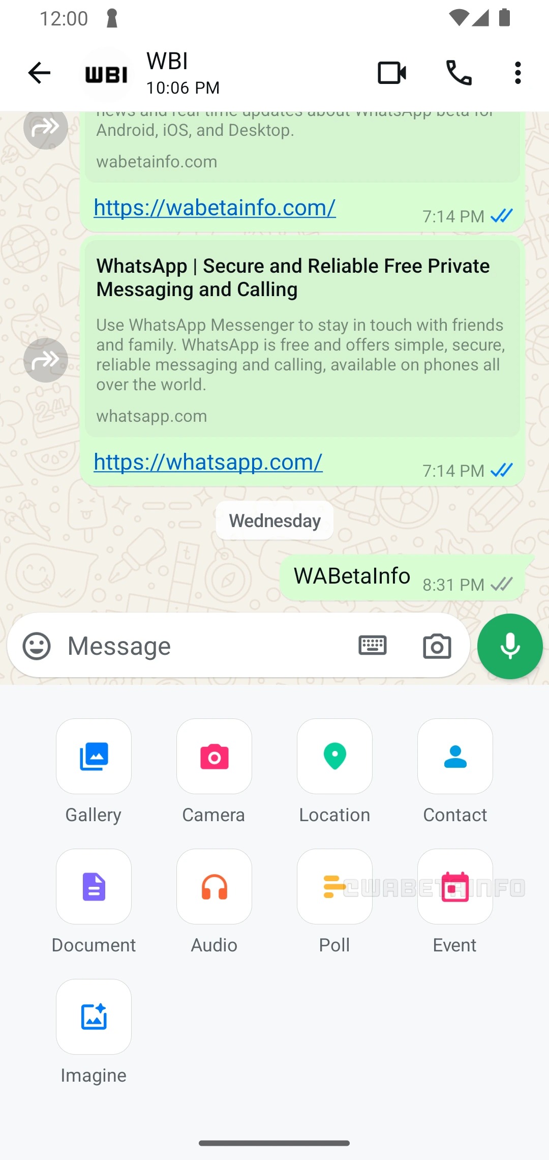 WhatsApp Beta eventi chat individuali