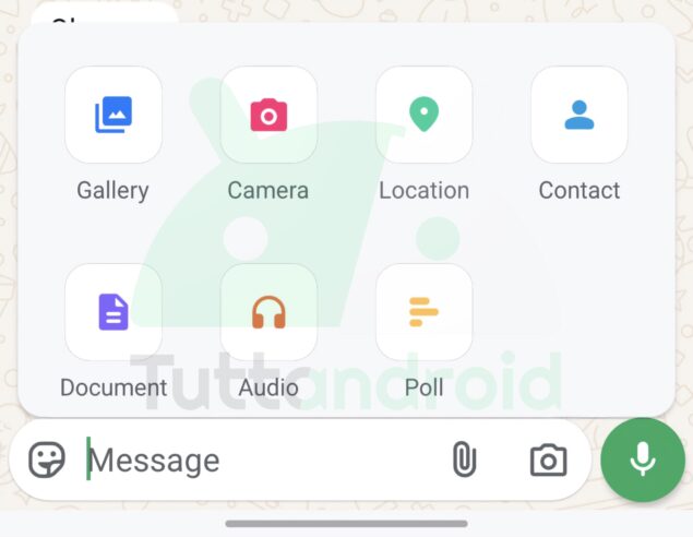 WhatsApp icone menù condivisione