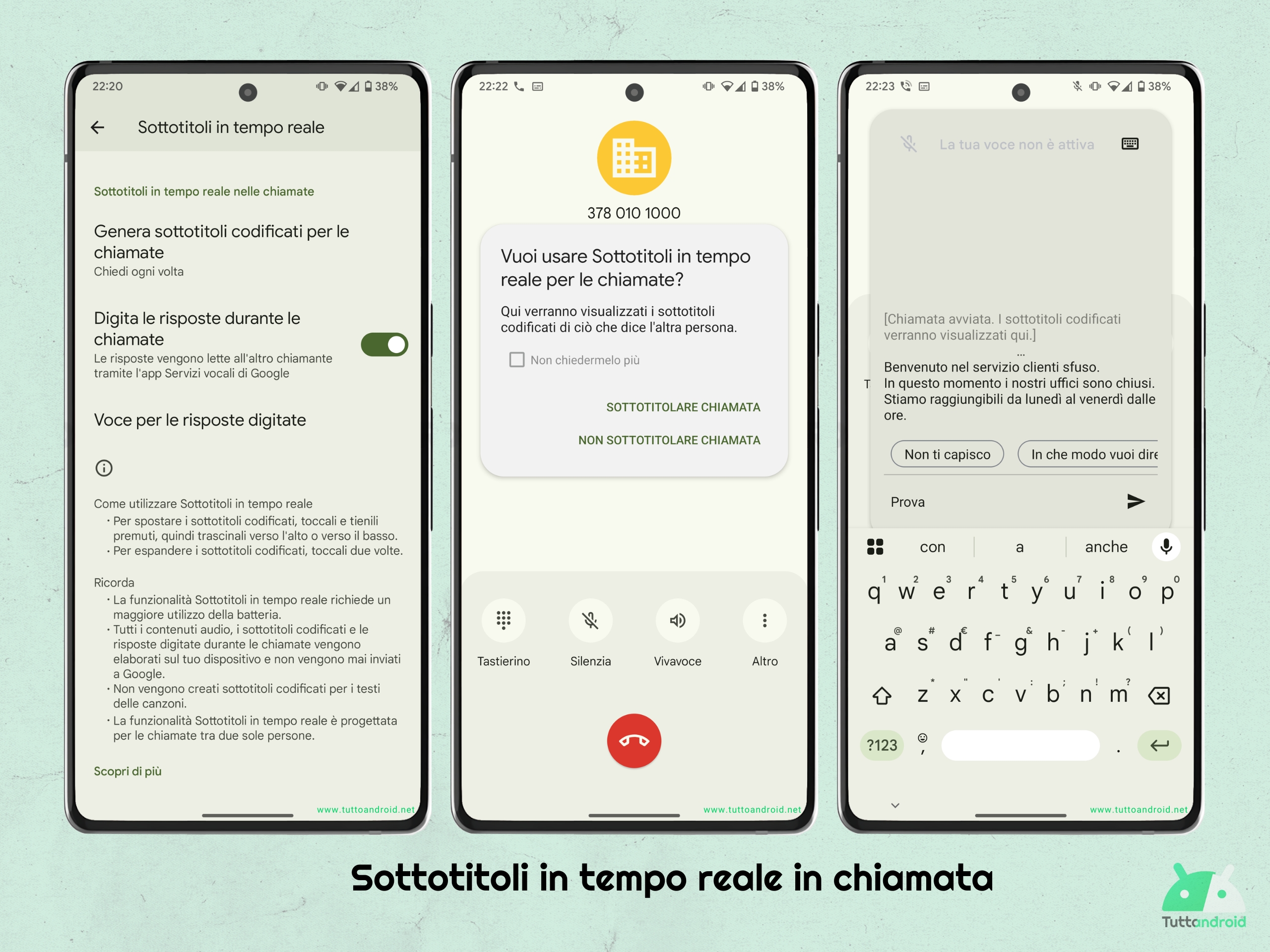 Accessibilità Android - Sottotitoli in chiamata