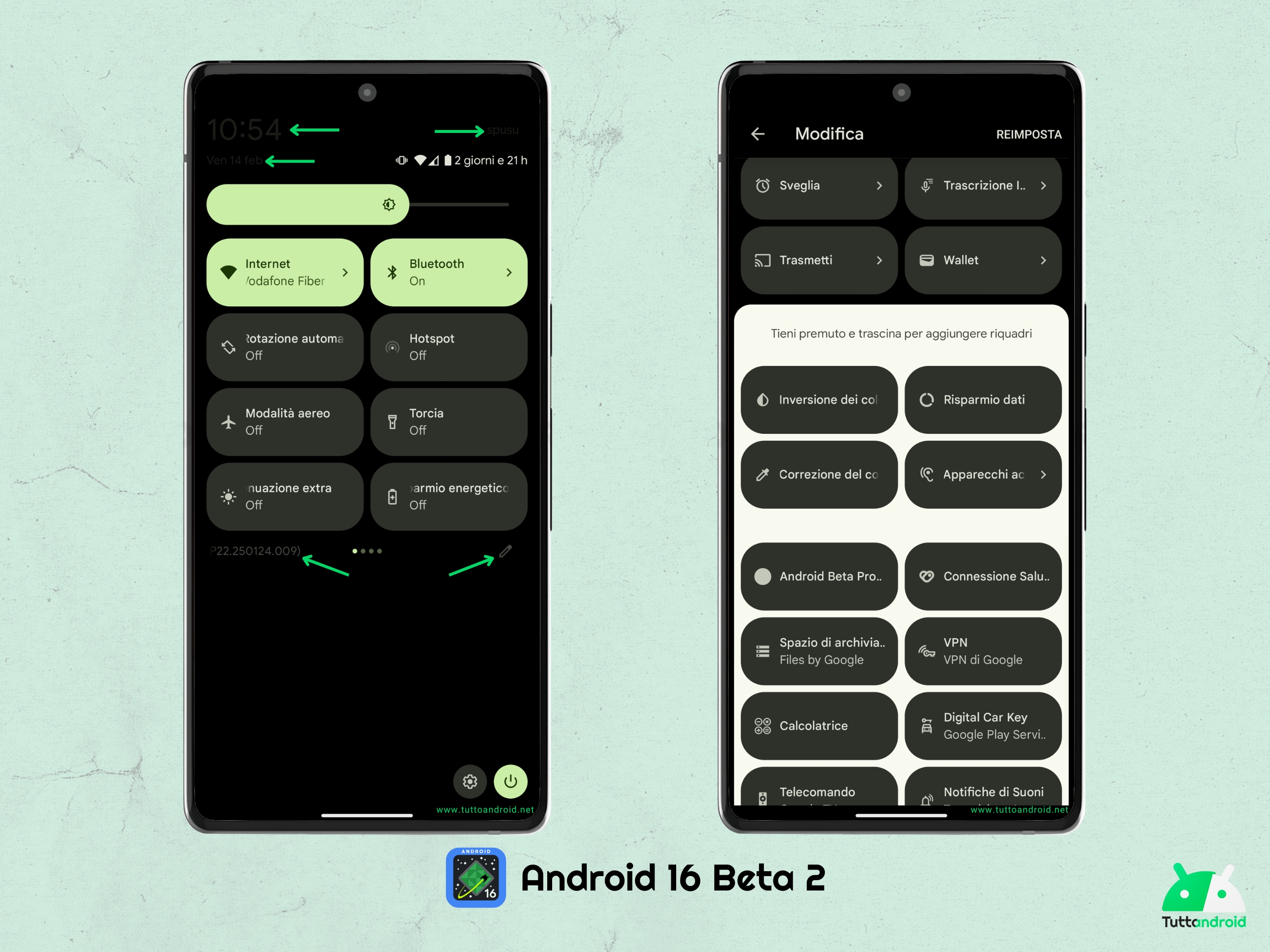 Android 16 beta 2 - Elementi con contrasto strano
