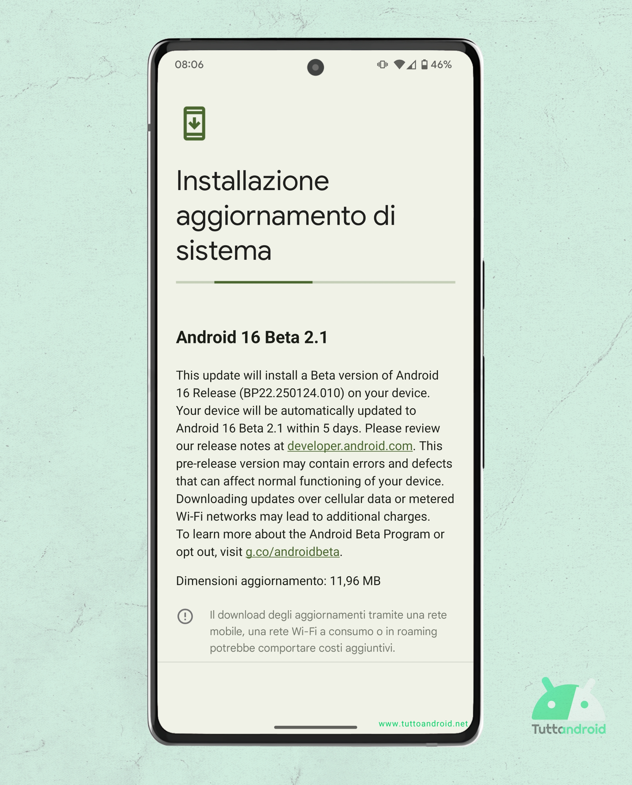 Android 16 beta 2.1 on Google Pixel 7 Pro