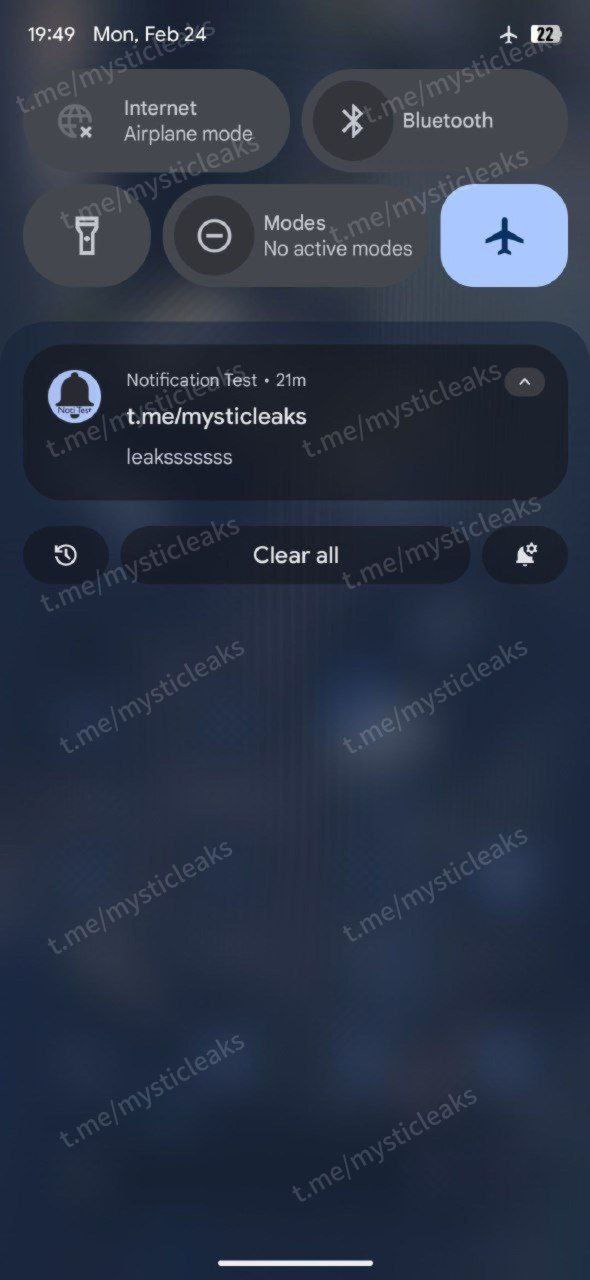 Android 16 - nuovo centro impostazioni rapide Mystic Leaks